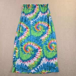 Absolutely Love It Women’s 2X Tie Dye Maxi Skirt Blue Green Stretch